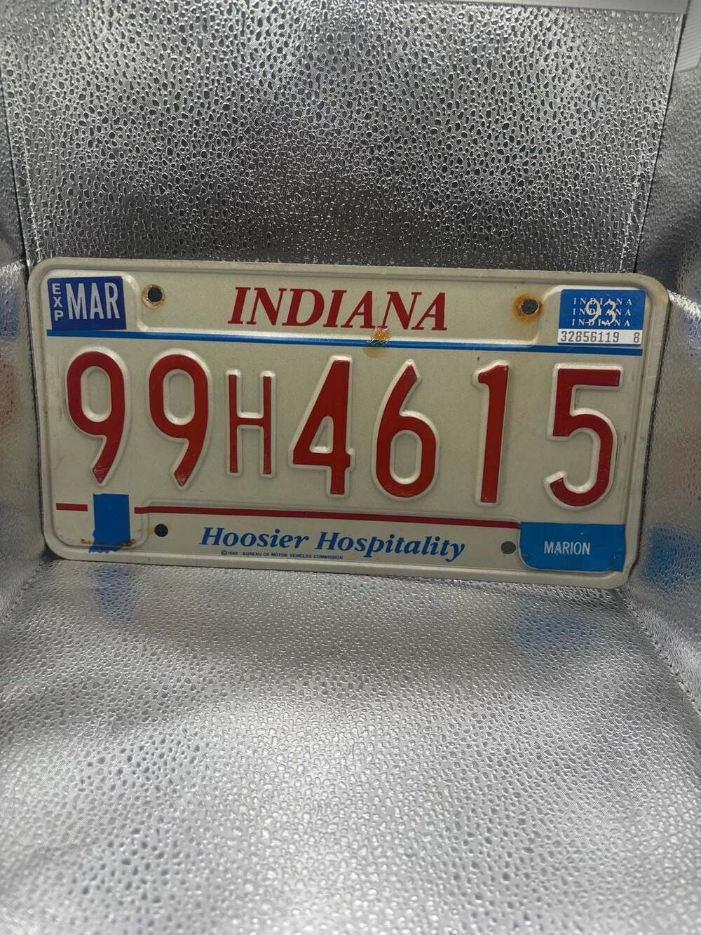 Vintage 1993 Indiana License Plate Hoosier Hospitality 99H4615 Marion